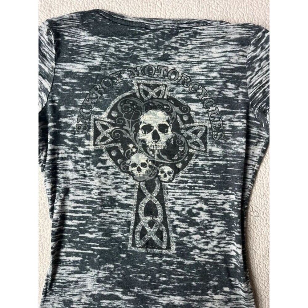 Vintage 2000s Sick Boy Grey Skull Cross Tshirt Cotton Womens Medium
